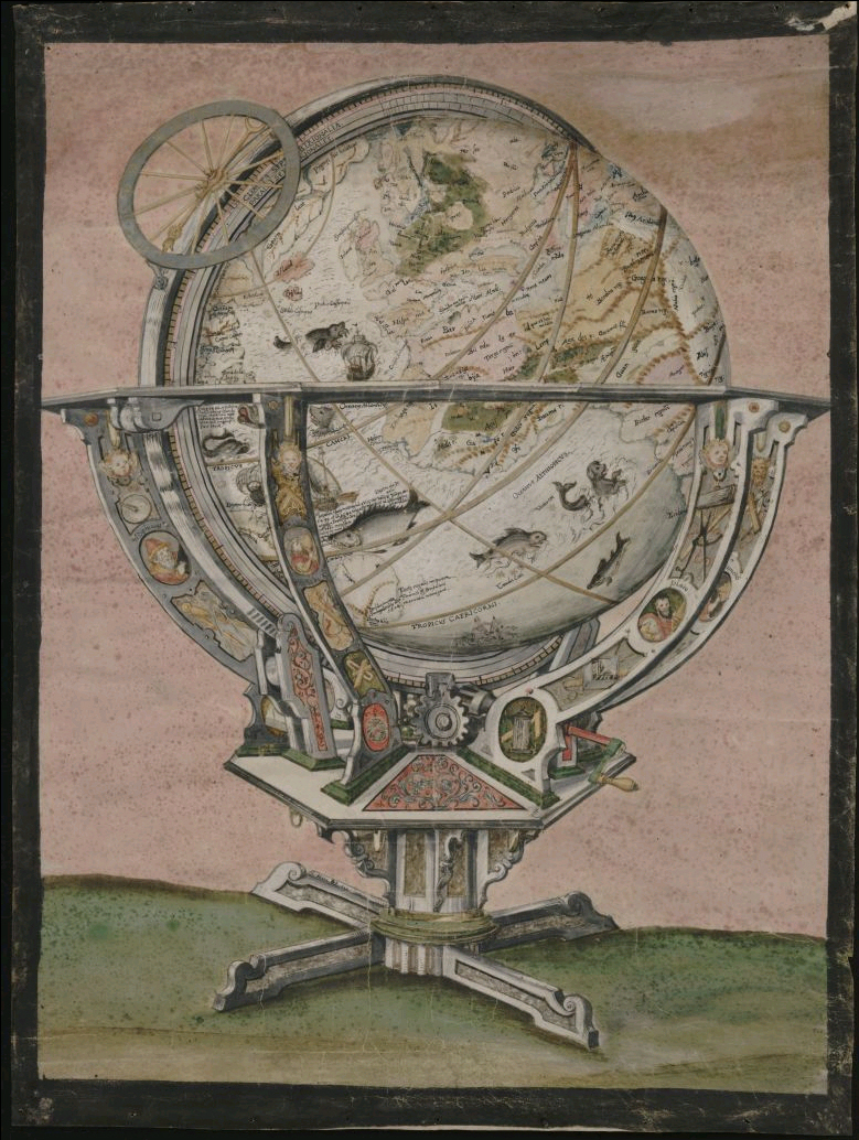 Abbildung des St. Galler Globus auf Pergament, 1592/1595
